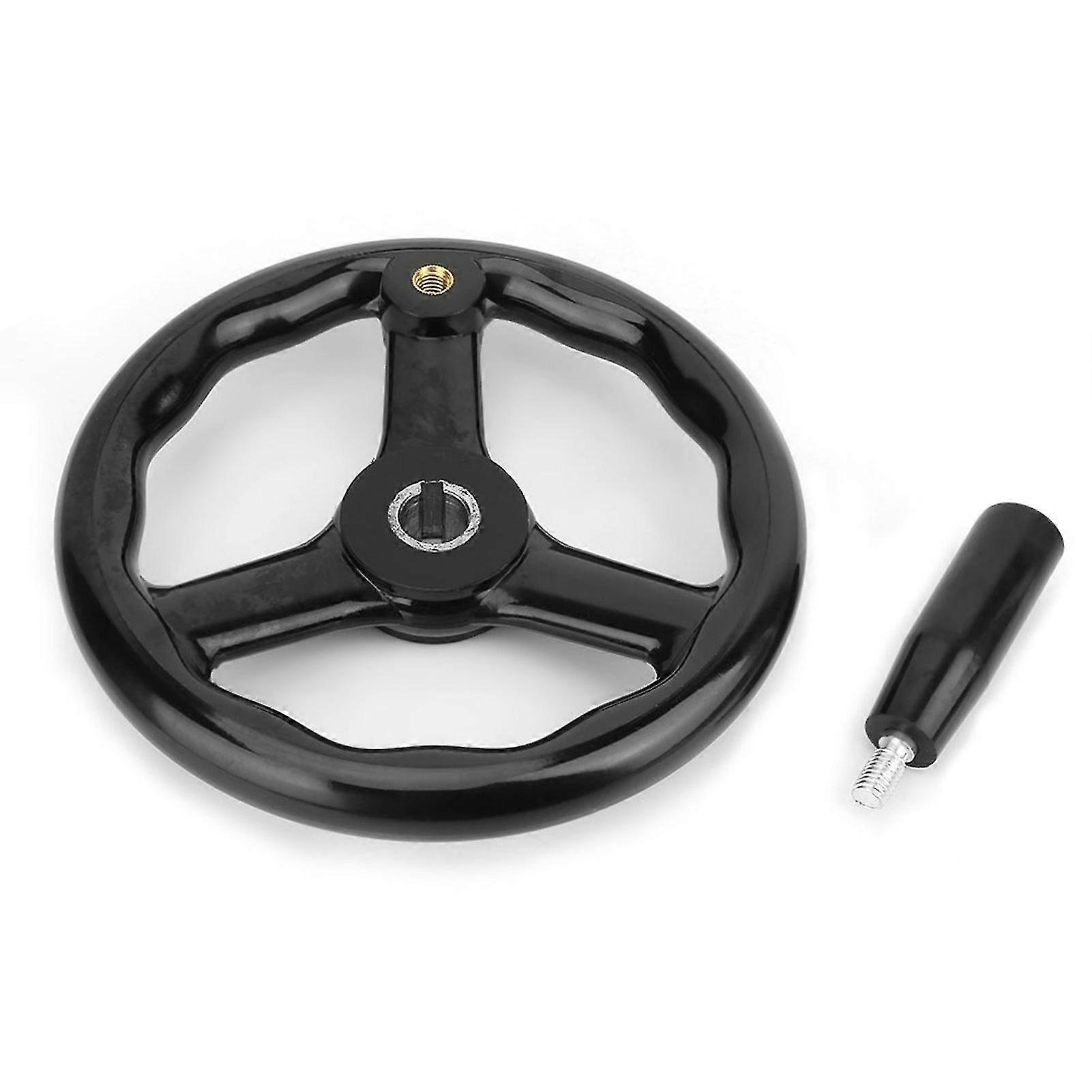 Black Anti-Slip Bakelite Handwheel with Handle for Machine Tool - 18mm