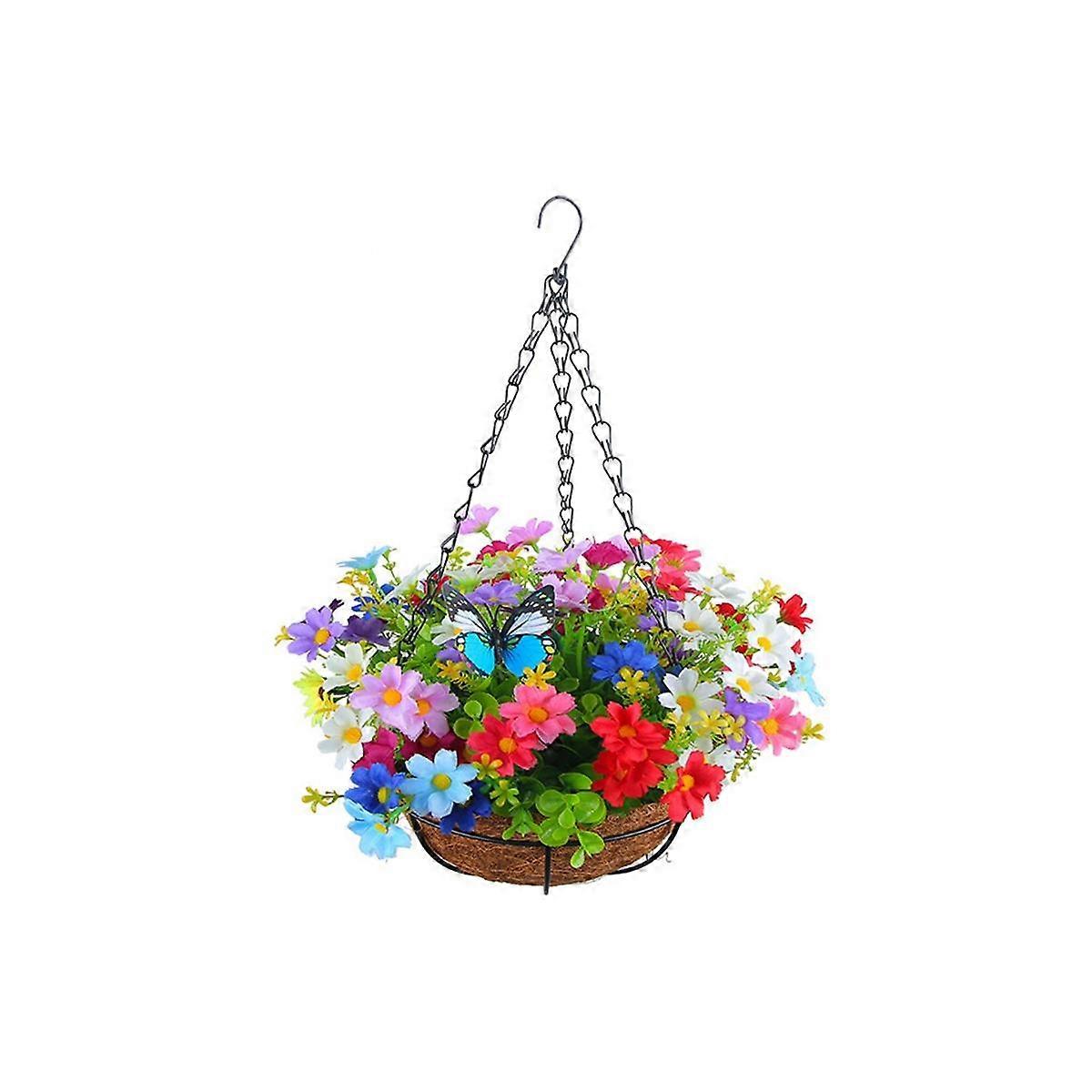 Artificial Hanging Flowers in Basket for Patio Lawn Garden Decor, for the Decoration of Outdoors an