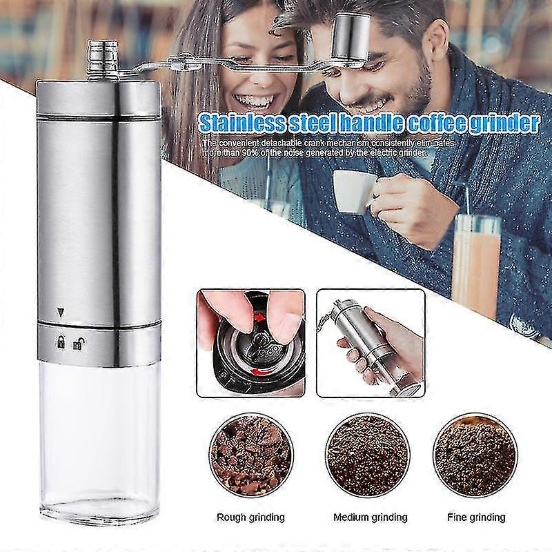 Manual Coffee Grinder Conical Burr Mill With Adjustable Setting Portable Stainless Steel Hand Crank