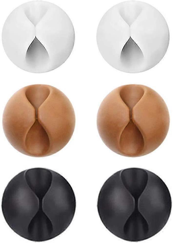 Durable Cable Clips, Multipurpose Cable Holder For Mobile Phones, Laptops, Computers Etcblack, White, Coffee 6 Pack Banmo