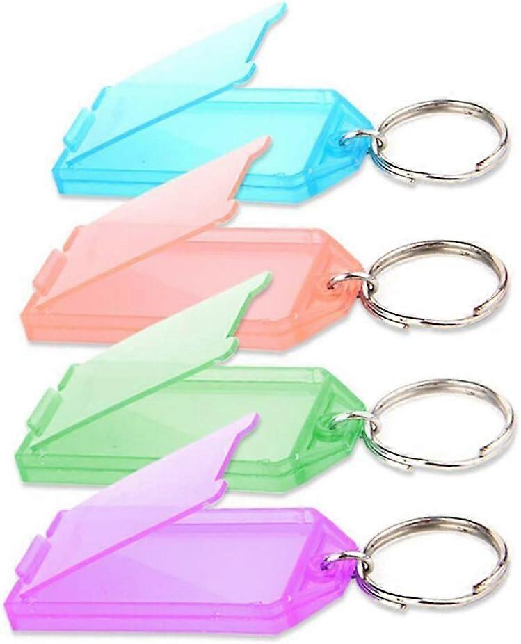 Premium Quality 20 Pcs Key Tags with Window Ring Labels Hard Plastic Assorted Colours
