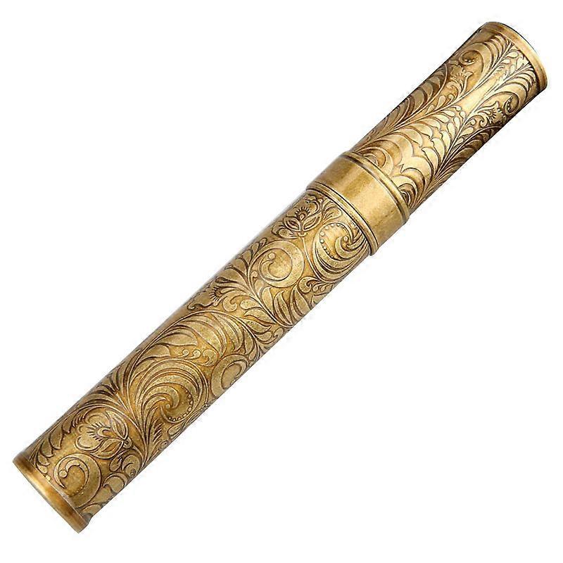 Vintage Copper Flower Carving Single Cigar Tube Case