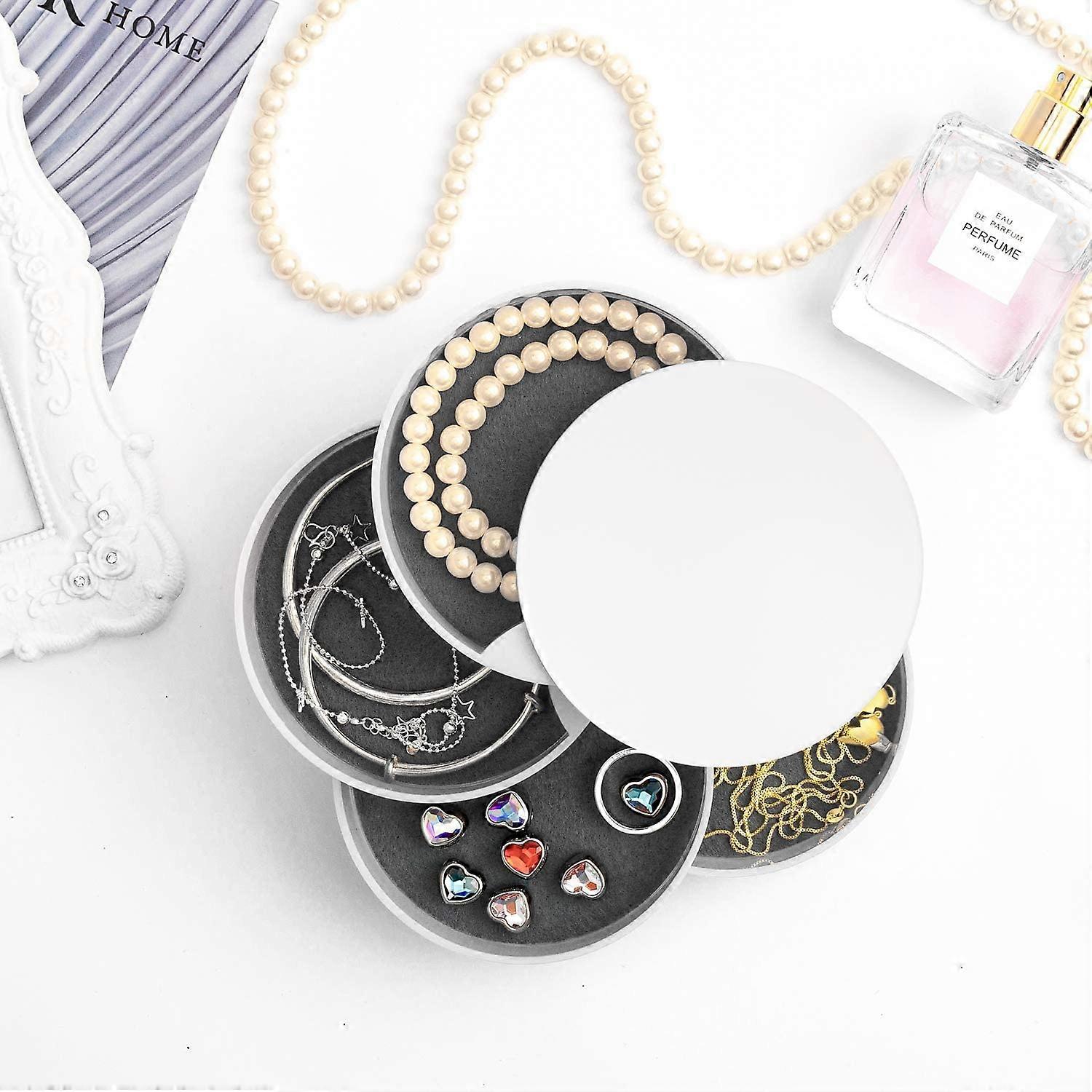 Huquter Porte Bijoux 3 Étagères Rotatif - Présentoir Métallique Doré Avec Plateau Velours Pour Bagues