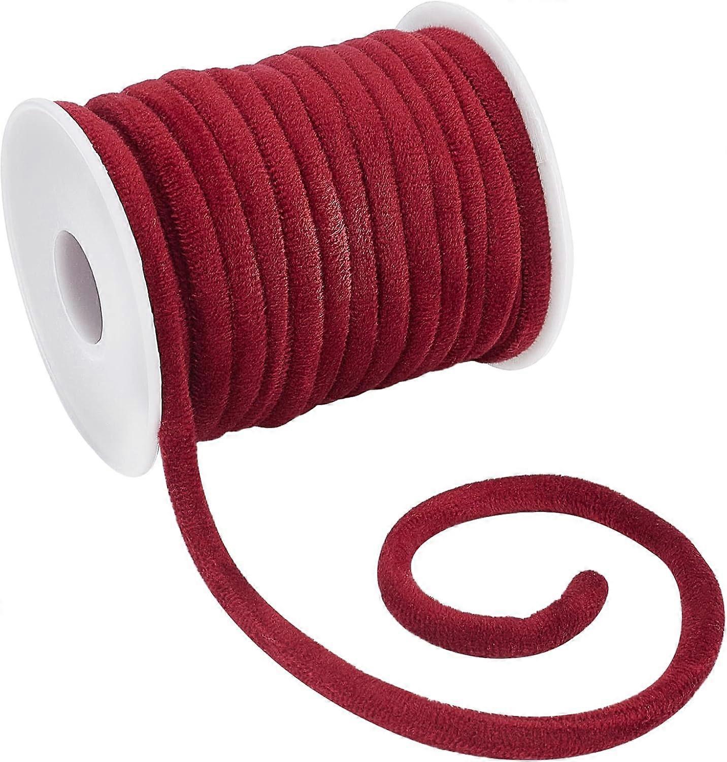 11 Yards 8mm Red Velvet Cord String Soft Velvet Ribbon Velvet Round Choker Cord Velvet Craft Thread Cord Trim with Spool for Jewelry Making Sewing Acc