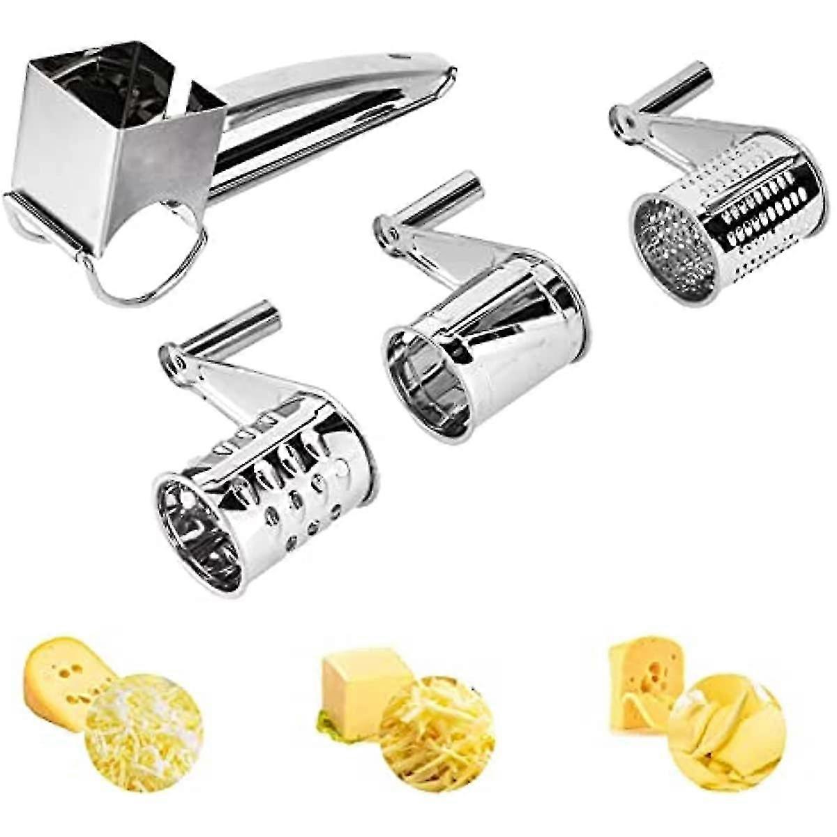 مبشرة الجبن الدوارة ، 3 في 1 الفولاذ المقاوم للصدأ اليد كرنك الجبن سومو القطاعة الجزر مبشرة البارميزان مع مقابض لمطعم المطبخ