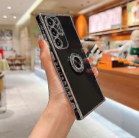 حالة سيليكون مقاومة للصدمات متوافقة مع سامسونج جالاكسي S23 Ultra / S23 + / S23 مع حامل خاتم للفتيات