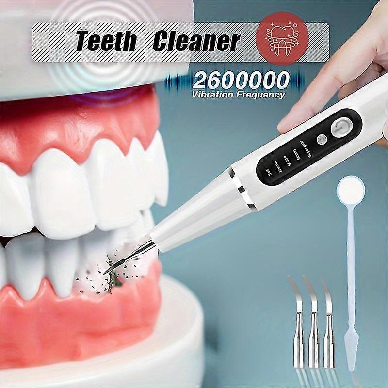 1pc Tartar Removal For Teeth With LED Light, Teeth Cleaning Up To 2600000 Operating Frequency, Rechargeable Teeth Cleaning Kit, 4 Replaceable Heads Wi