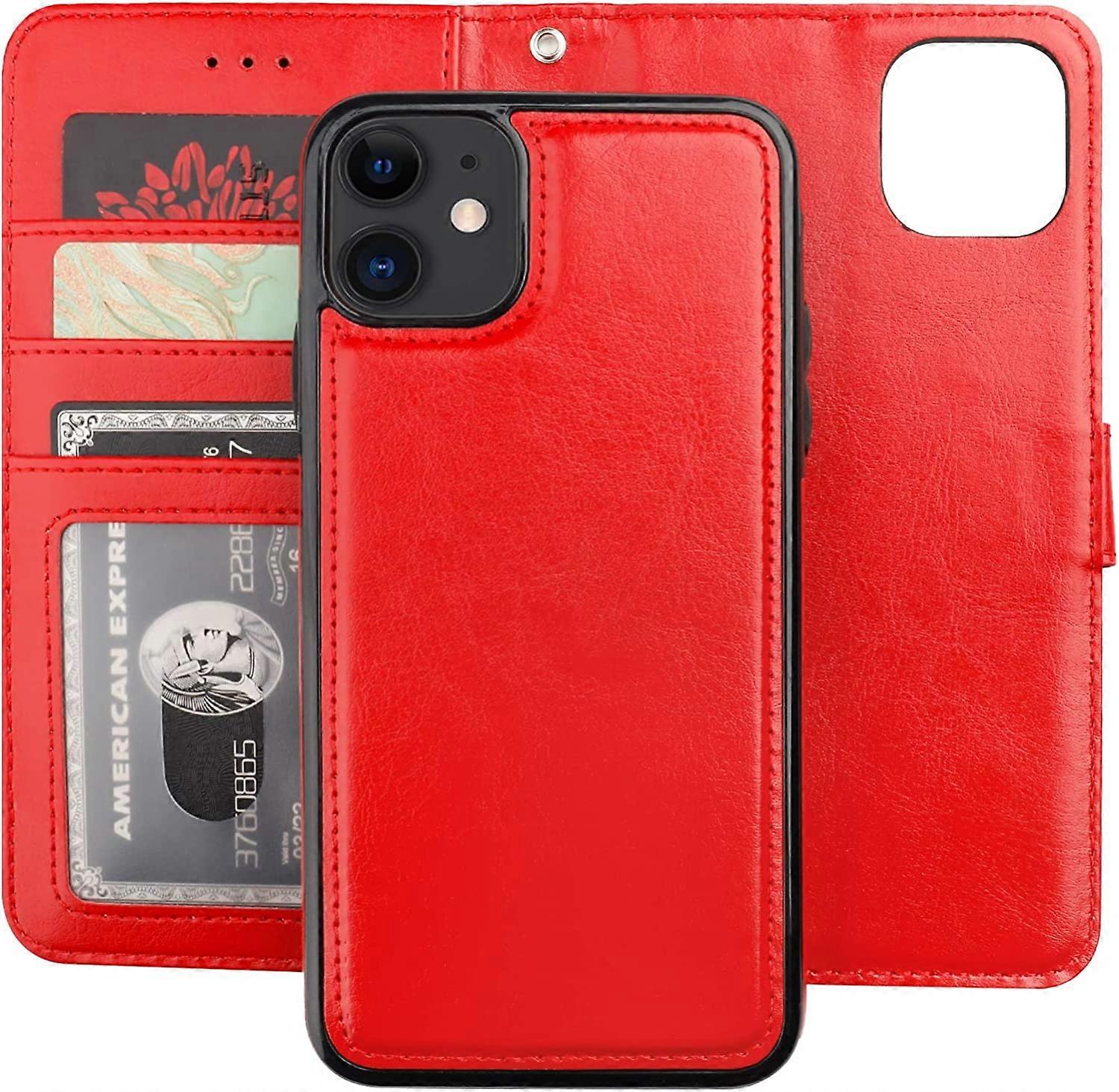 iPhone 11 ארנק מקרה עם מחזיק כרטיסים עור PU מגנטי נשלף kickstand עמיד בזעזועים רצועת פרק כף היד נשלף כיסוי הפוך עבור iPhone 11 6.1 אינץ '(Br