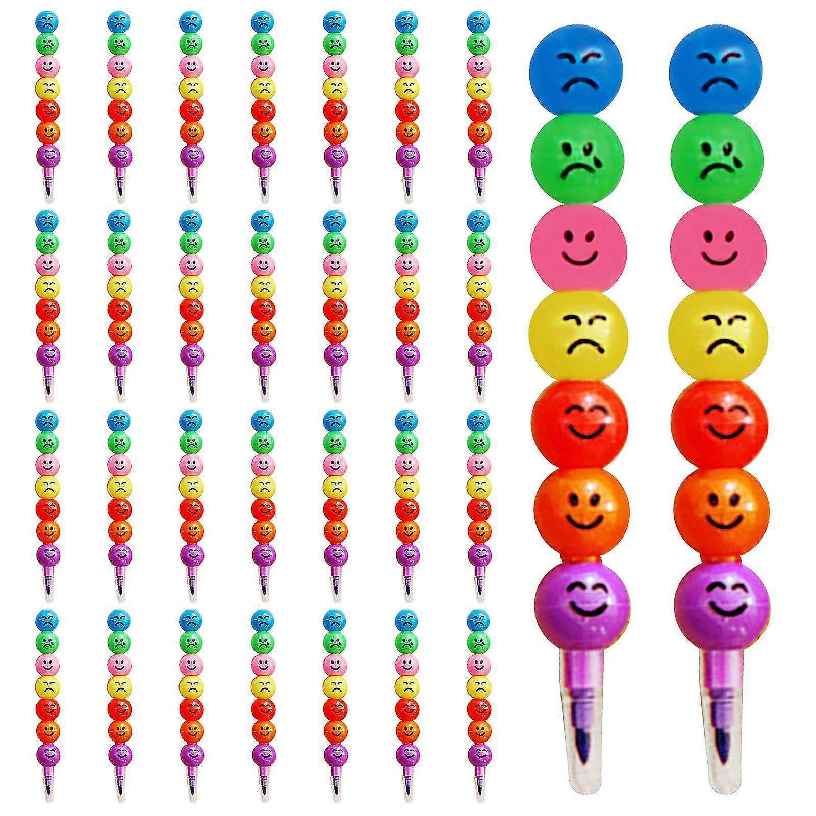Cajhfizhangu 30pcs (crayon) Rainbow Pencil Stackable Kids Crayons Stackable Buil