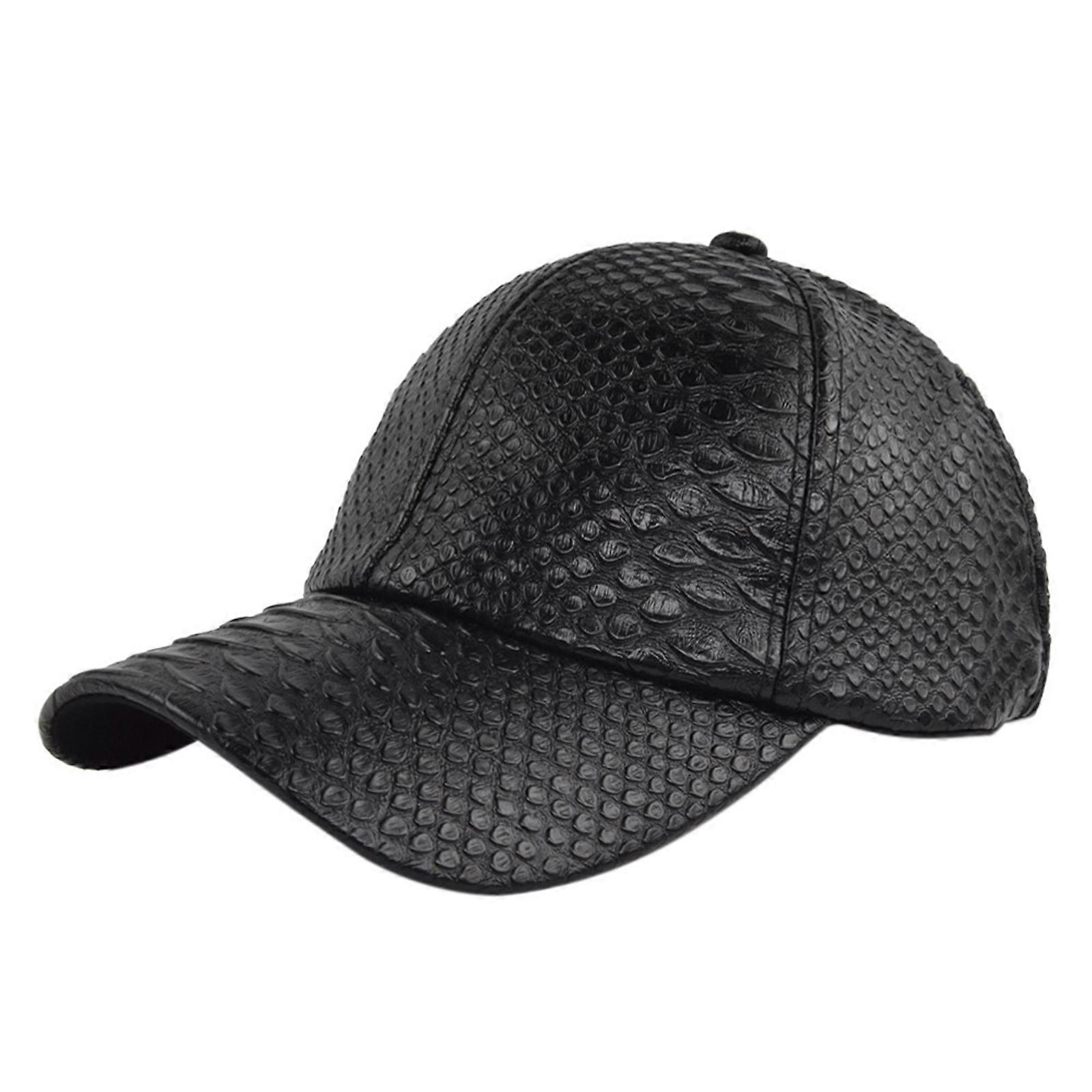 PU Leather Baseball Cap Adjustable Strap with Crocodile Print