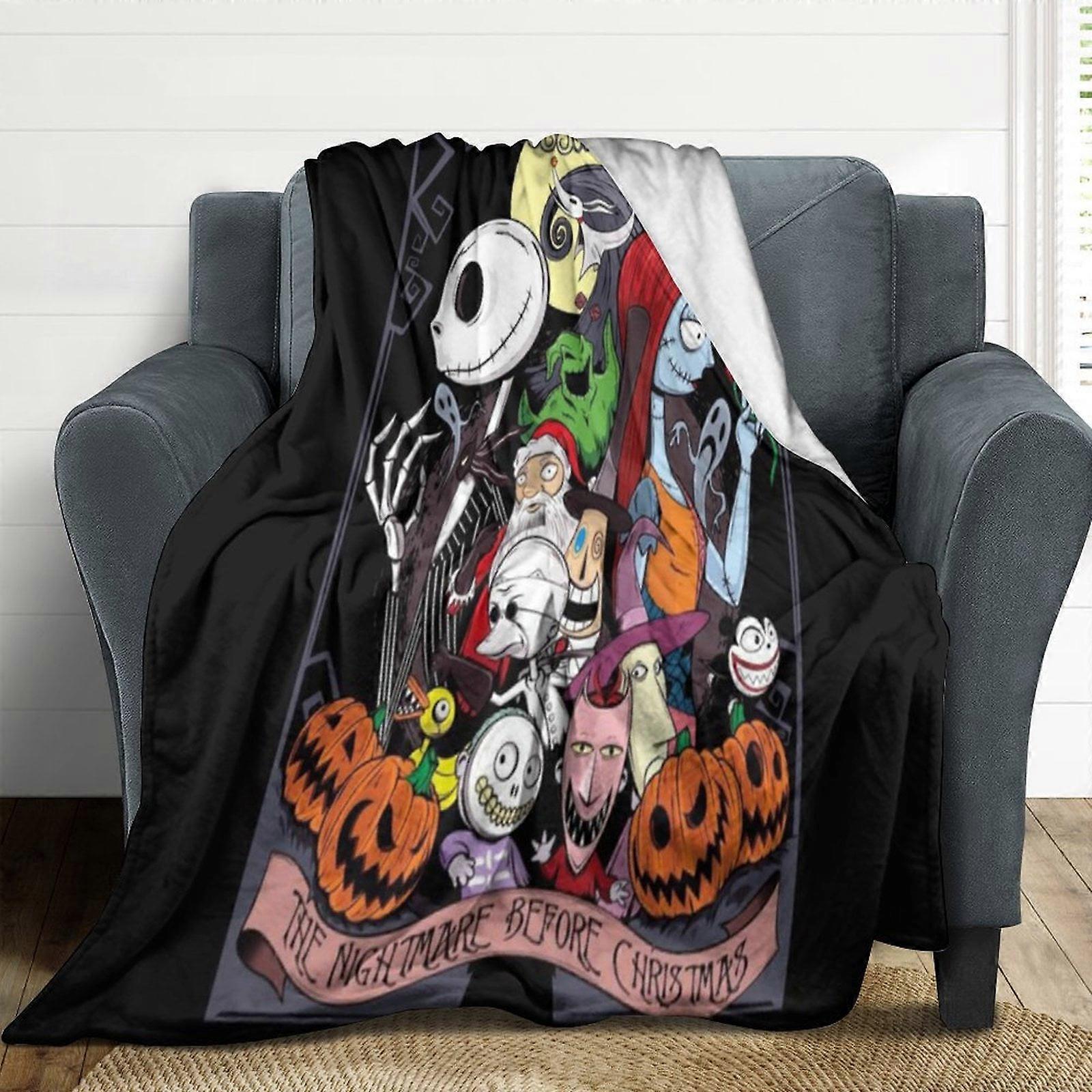The Nightmare Before Christmas Flannel Blankets Soft Plush Throw Blanket Fuzzy Cozy Luxury Air Conditioner Blanket for Bedroom Sofa WTMT4021
