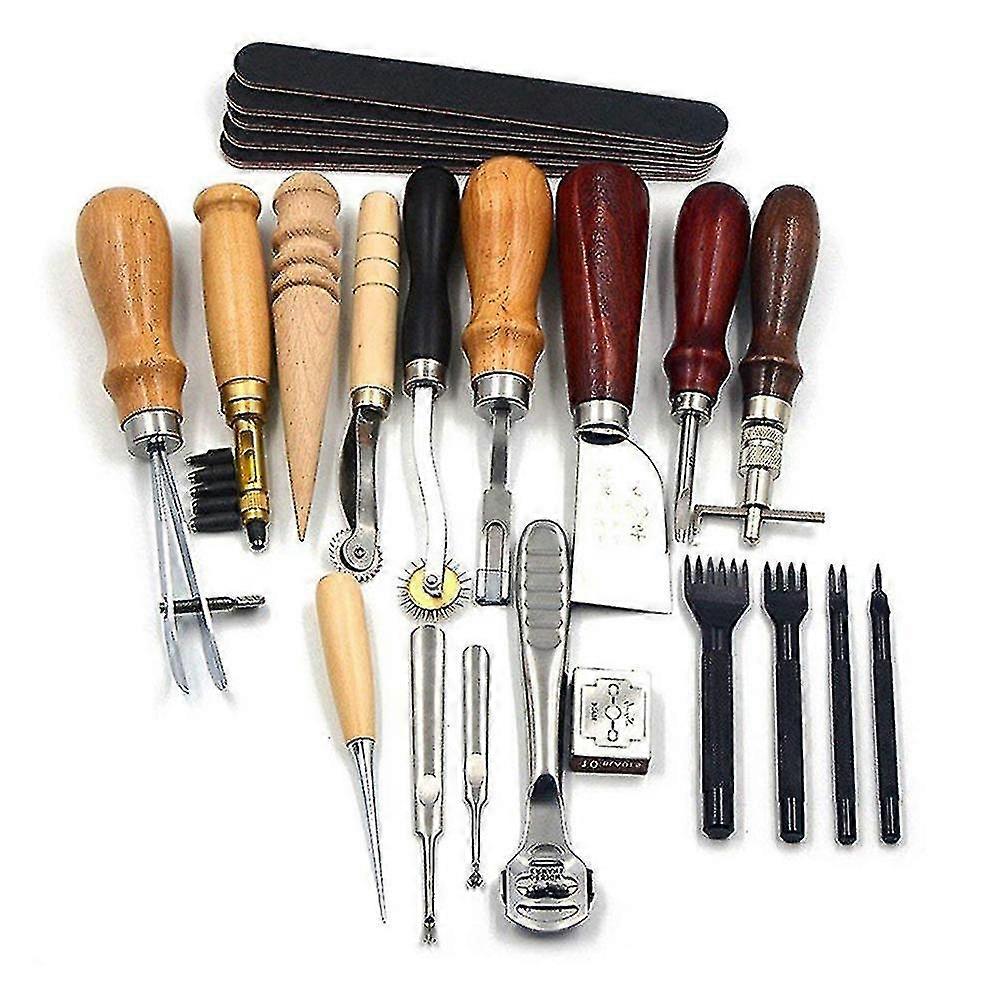 Multicolore ambarcațiunile de cusut & instrumente din piele Set 18 buc din piele Craft Diy Tool pentru cusut manual cusături