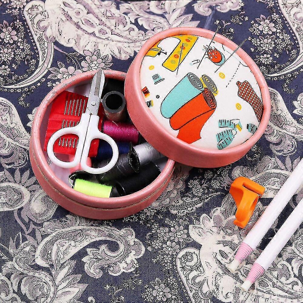 Round Sewing Box Portable Multi-function Sewing Kits For Diy Embroidery Thread