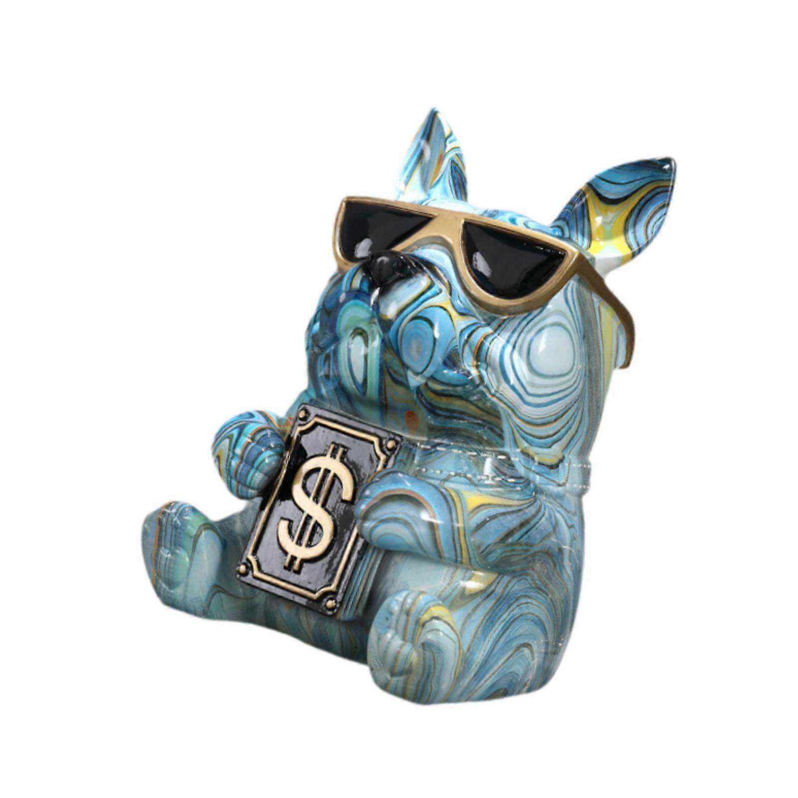 Hund Vev Box Holder Søt Figur Ornament For Desktop Inngang Kontor Blå