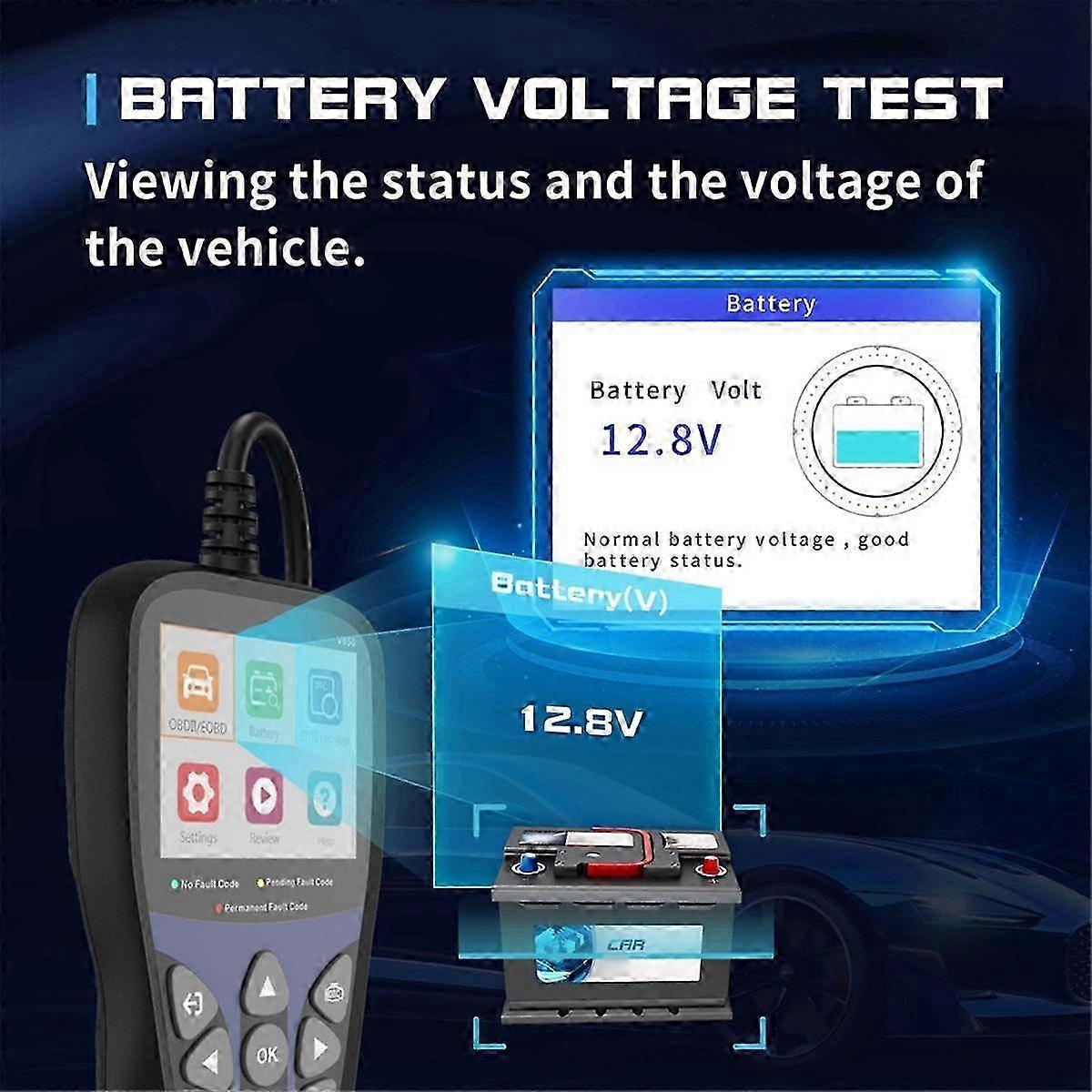 V850 Fault Code Reader Full Obd2 Function Auto Diagnostic Tool,battery Monitor Multi-languages