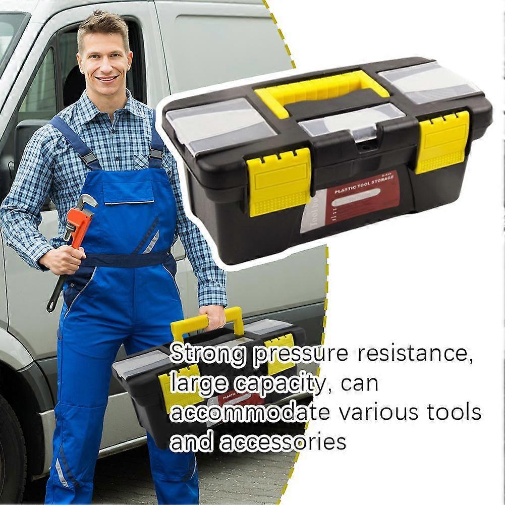 Plastic Tool Storage Box 10" with Removable Tray &Compartment Organiser Lockable