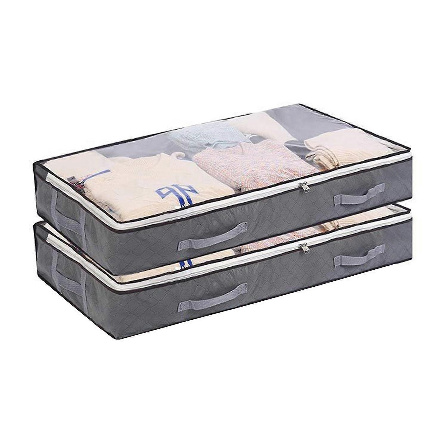2Pcs Under Bed Storage Bag Durable Space-saving Zipper Closure Clothes Storage Containers for Home
