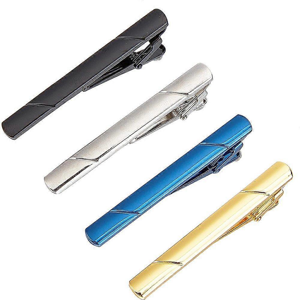 Brass Tie Clips Rectangle Mixed Color 58.5x6.5x2.7~23mm 4pcs/set