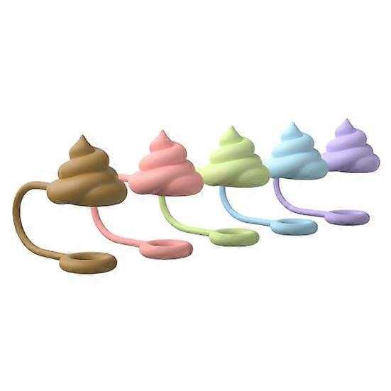 5Pcs Large Bore Silicone Straw Hat Cute Poop Pumpkin Design Dustproof Reusable 0.4 Inch Diameter Straw Hat