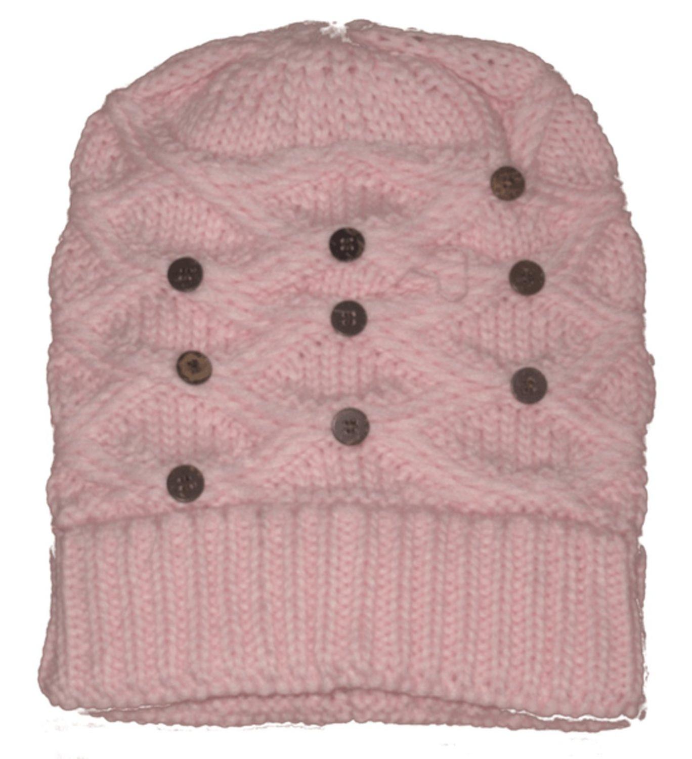 Pink hat with buttons 