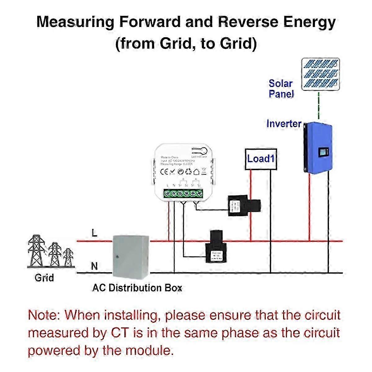 Tuya WiFi Smart Meter Digital Energy Meter 80A Current Transformer Solar PV Power Production Consum