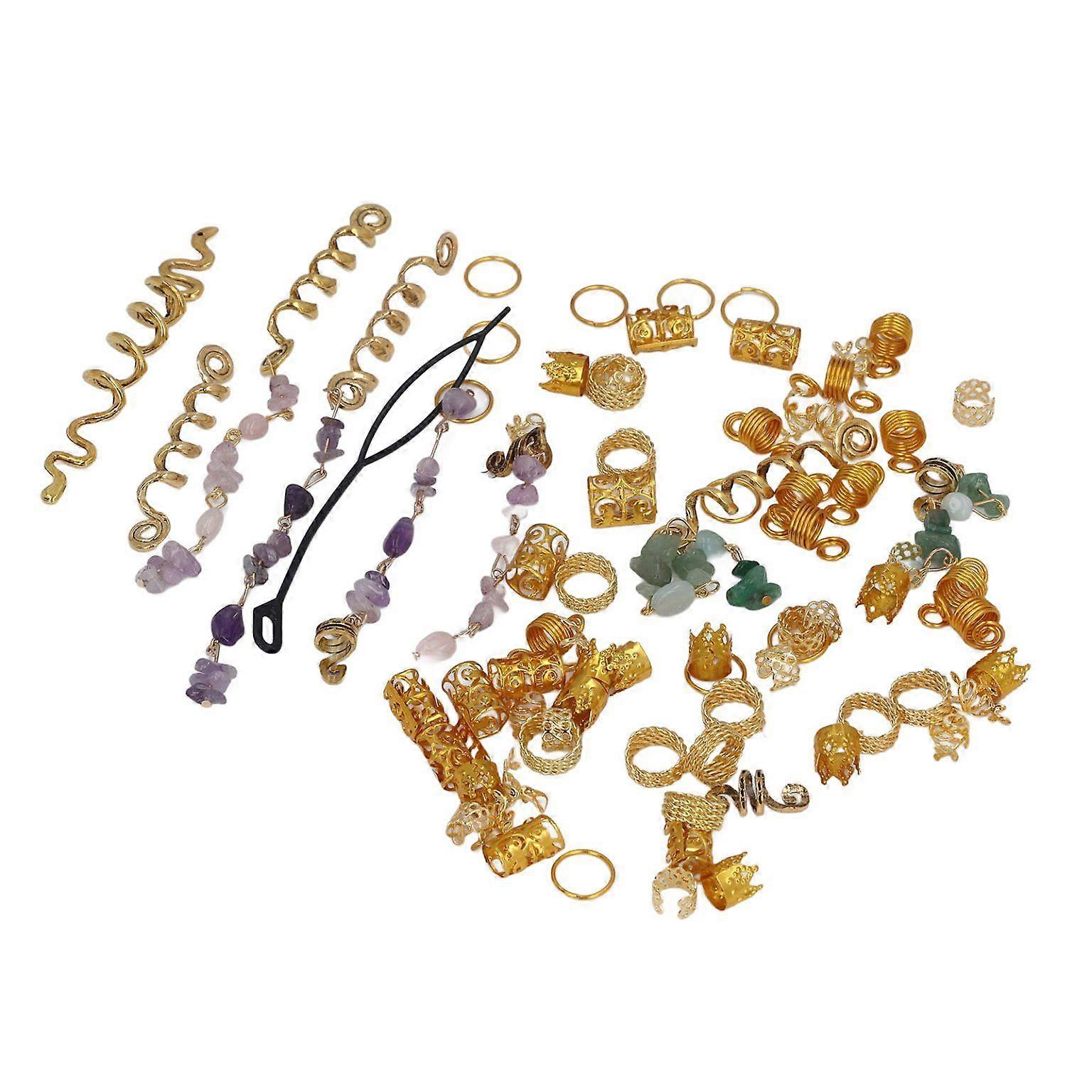 80pcs Hair Braid Rings - Exquisite Hollow Out Dreadlock Clips with Unique Patterns