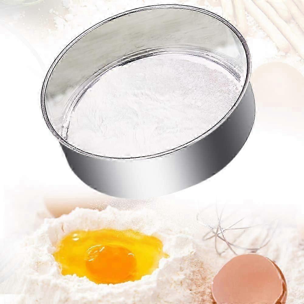 Rostfreies rundes Handheld Fleckenstahlmehlsieb Feinmaschiges Pulverfiltergewebe mit 60 Mesh, 15 * 15 * 4,5 cm