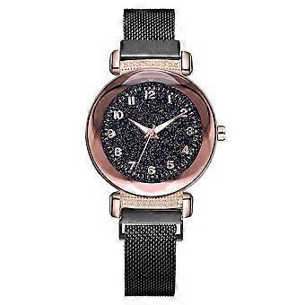 Mode Legierung Armband Runde Zifferblatt Uhr Frauen Casual Quarzuhr (Roségold)