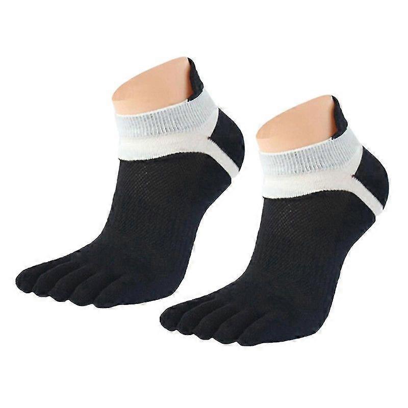 1 Pair Men Cotton Blended Sports Five Finger Toe Socks Patchwork Mesh Socks