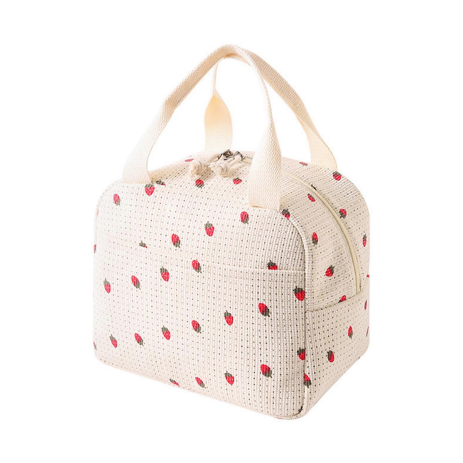 Lunch Bag Bring Food To Work Portable Portable Insulated Bento Bag Corduroy Meal Bag
