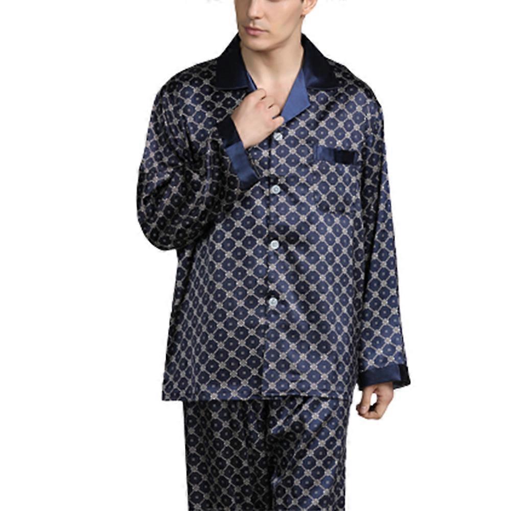 Satijnen pyjama voor heren, lang vrijetijdspak, nachtkleding, shirt met lange mouwen en pyjamabroek