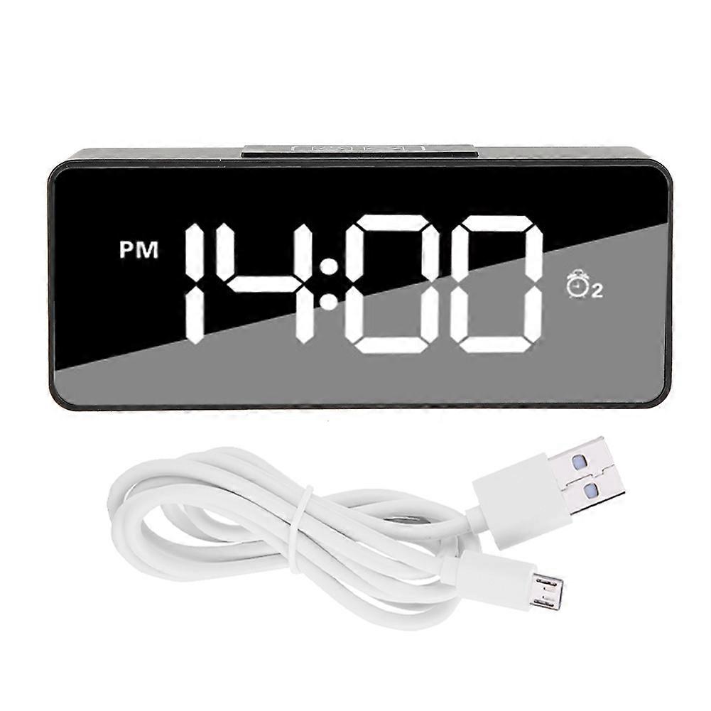 Multi-functional USB Charging Digital Music Snooze Alarm Clock Backlight Mirror Display