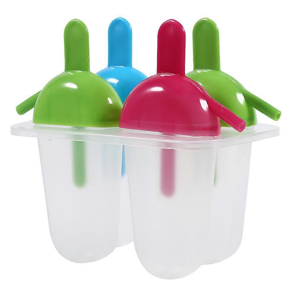 Juice Popsicle Mold Set - 4 Cup Plastic Ice Cream Maker Tray with DIY Features for Easy Frozen Treats