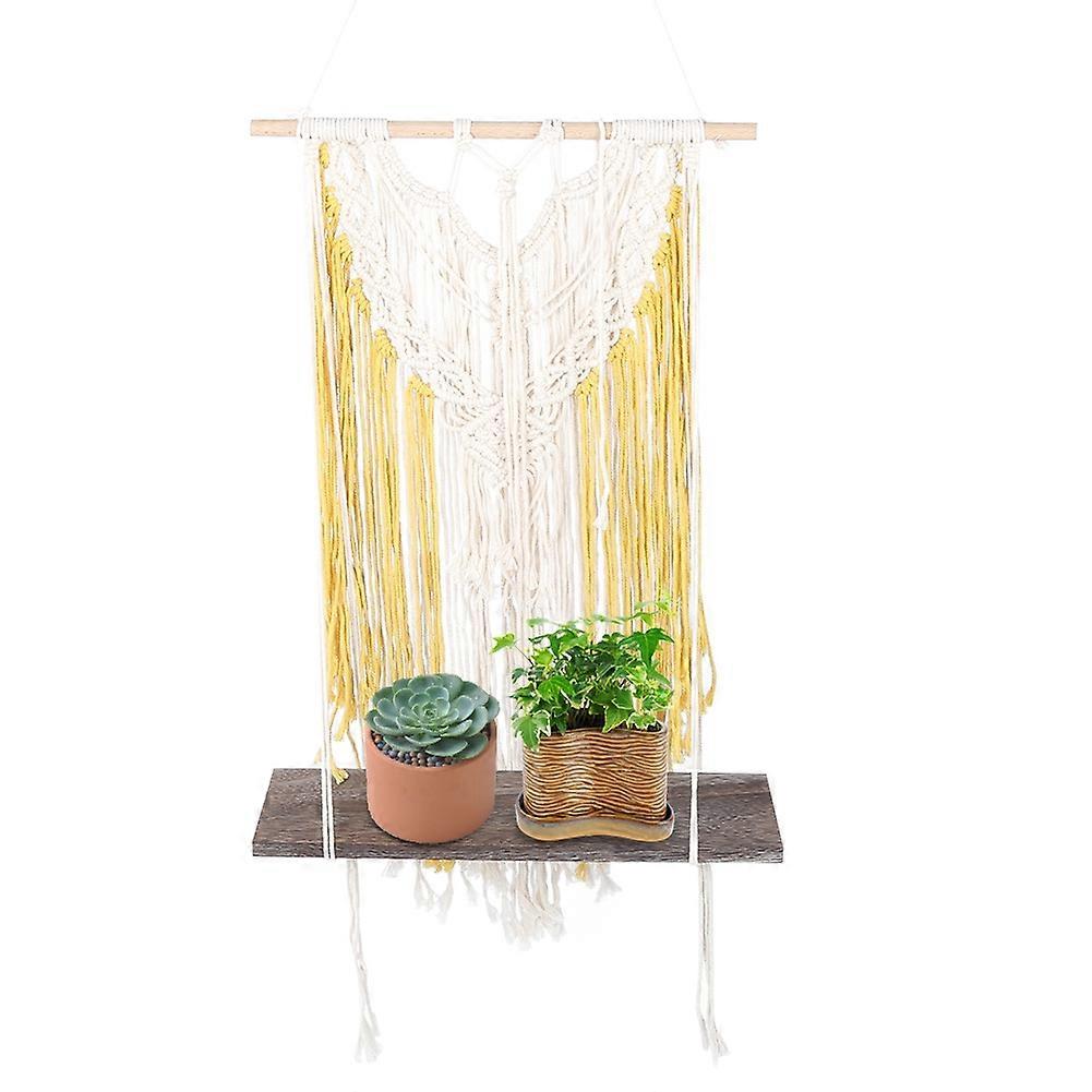 Cotton Rope Woven Wall Shelf For Plant Hanging And Storage, Multiple Sizes