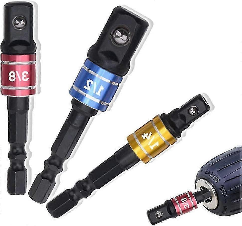 Socket Holder Adapter 1/4" 3/8" 1/2" Socket Holder Adapter for Impact Driver Socket Holder Adapter Impact Driver Drill Driver Socket Set of Colored Ex