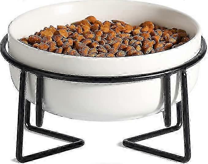 Ceramic Raised Cat Bowl With Metal Stand, Non-slip Overhead Pet Feeder 1 Piece Black Baoji En Vedette