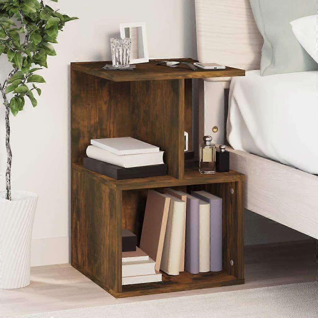 Bedside table smoked oak 35x35x55 cm wood-based material