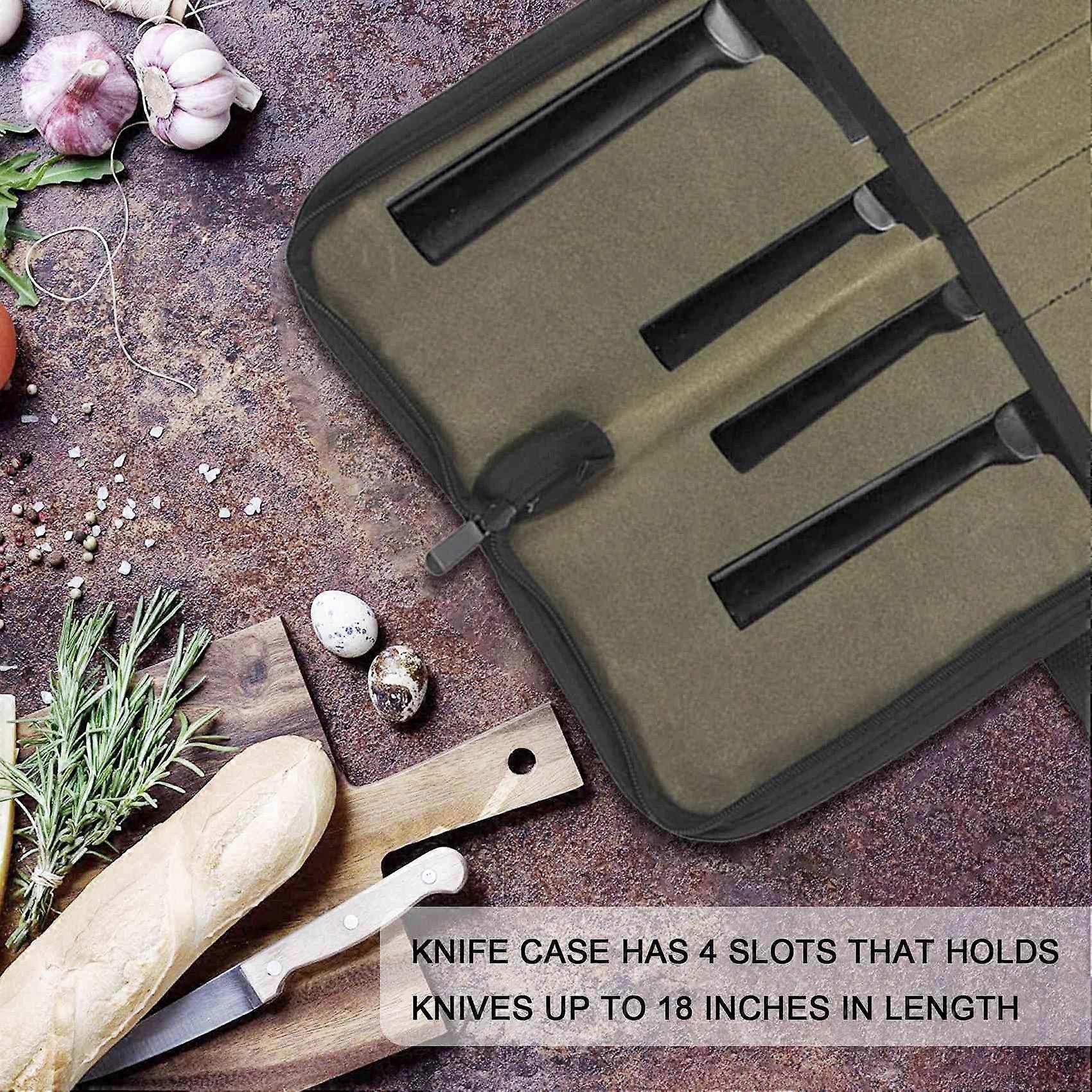 Chef Knife Case Waxed Canvas Roll Storage Knife Carrying Pouch