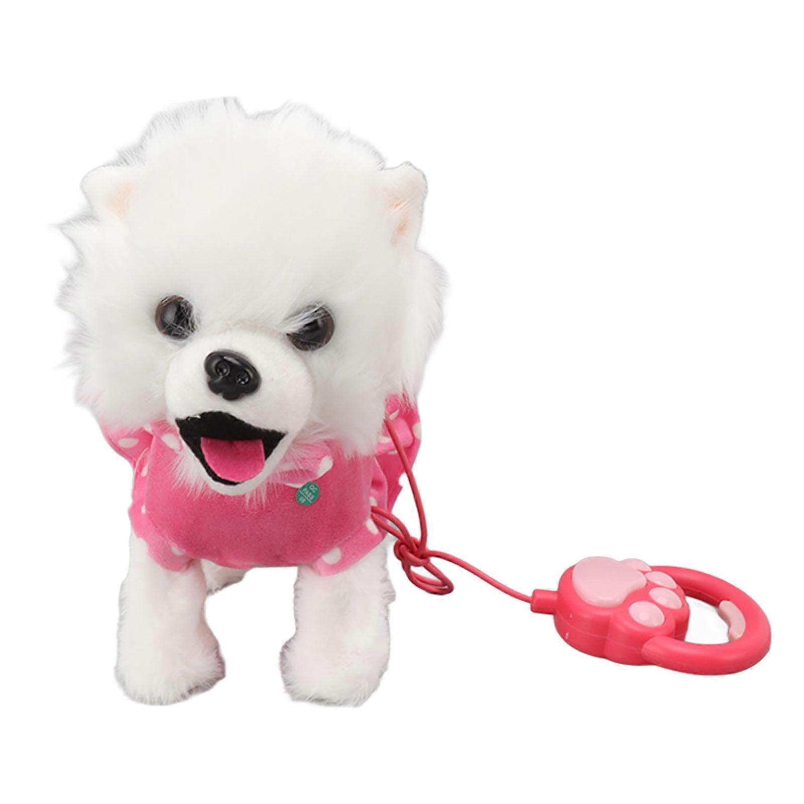 Interactive Electronic Plush Dog, Singing and Walking Toy with Remote Control and Leash, Birthday Gift for Kids and Toddlers, Pink
