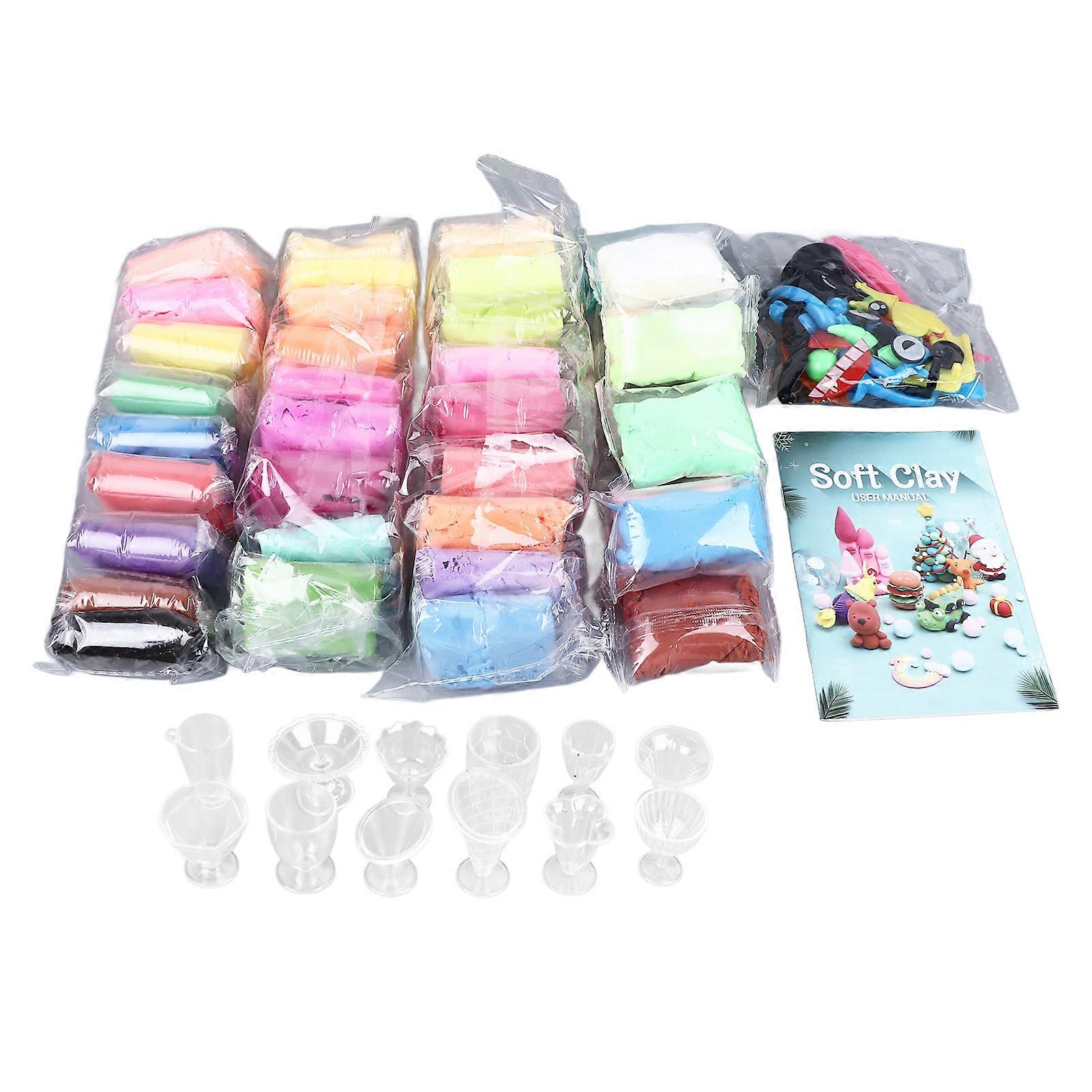 24 Colors Super Light Clay Kit Ultra Soft Safe Fun Modeling Clay Kit with 3 Sculpting Tools for Children