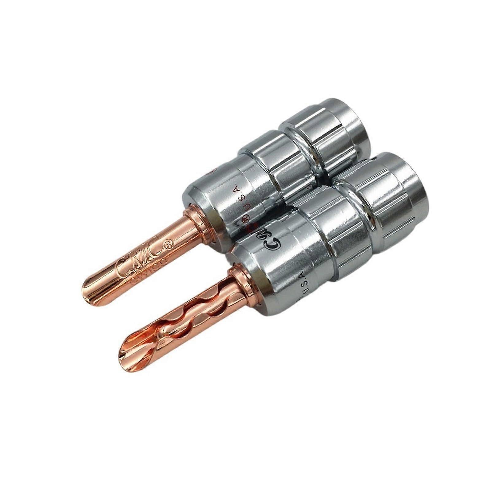 2Pcs Banana Speaker Connector Screw Cable & No Wire Soldering Rose Gold(Black)