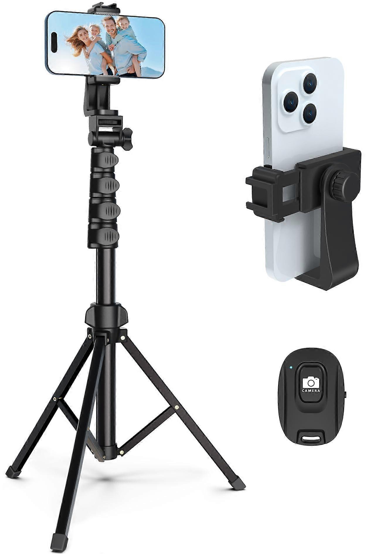 64 'tripod for mobile phone and camera, remote control and phone holder, portable for iPhone