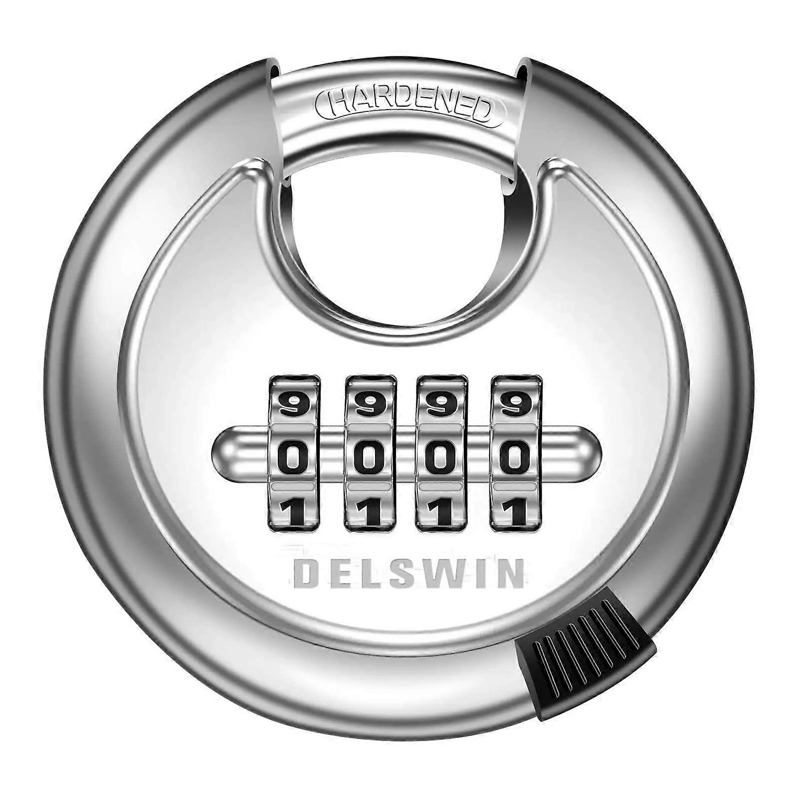 Delswin 4-Digit Combination Lock, Hardened Steel for Gym, Storage Units, Doors, and Fences, Durable Security Lock