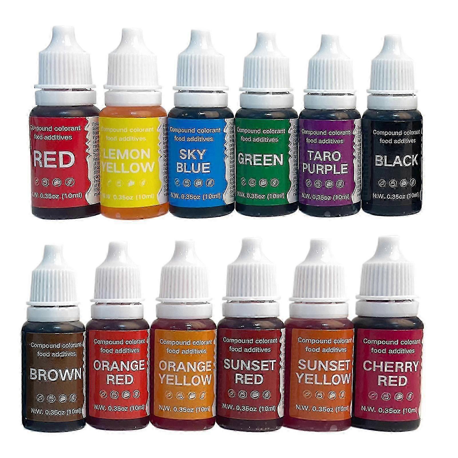 12/24pcs 10ml σετ χρωματισμού τροφίμων άγευστη υψηλής συγκέντρωσης πολλαπλών χρήσεων ζωντανή υγρή βαφή τροφίμων χρώματος ουράνιου τόξου για το ψήσιμο Decorating_k19 μαγειρέματος