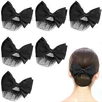 6pcs Bun Hair Net Women Hairnets Hair Bun Cover Bow Bun Hair Net Hair Pins Styling Tools Hair Care Health Black Hair Clip