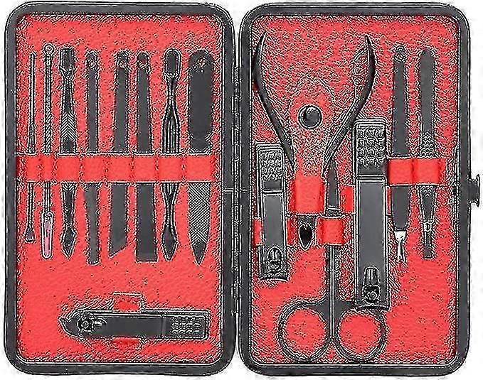 15pcsステンレス鋼マニキュアペディキュアセットネイルクリッパートラベルグルーミングキット収納ケース付き耐久性と便利さ