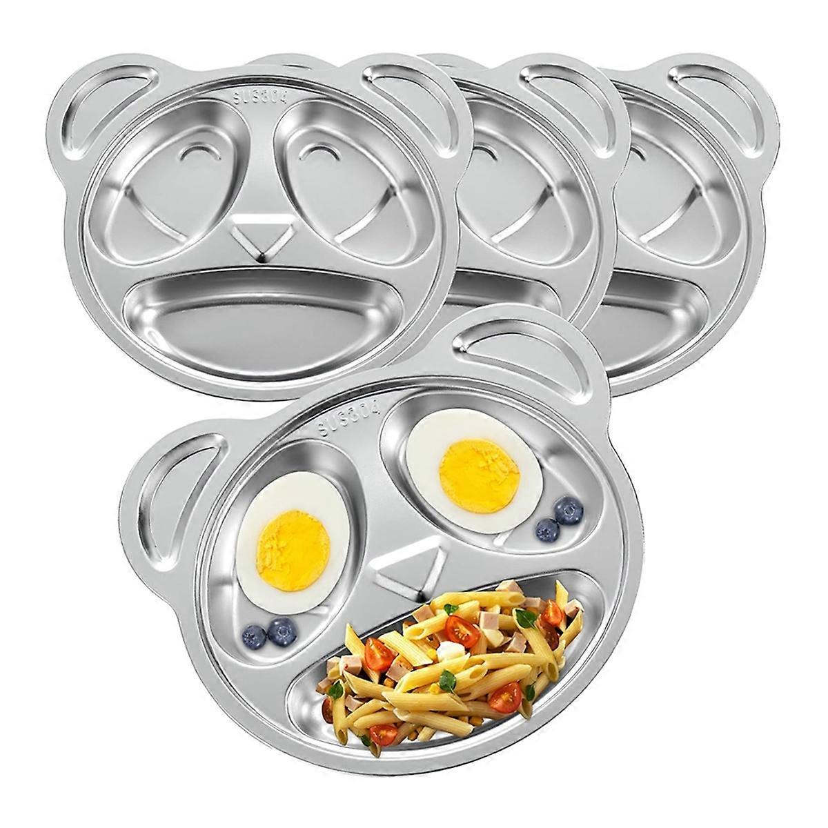 4 Pack Divided Plates Metal Divided Plates 3 Sections Panda Plates