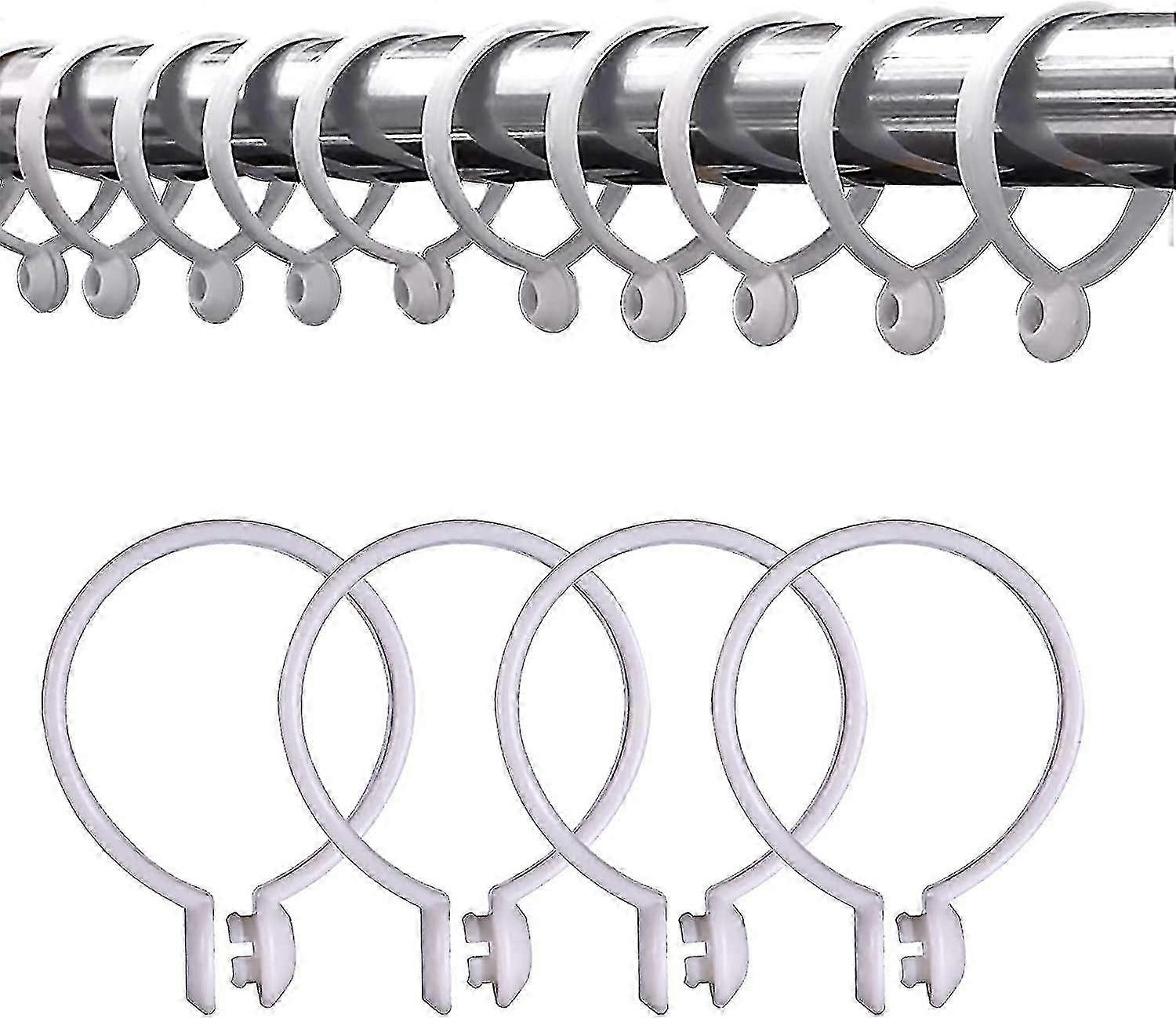 100 Pack 35mm White Plastic Shower Curtain Rings