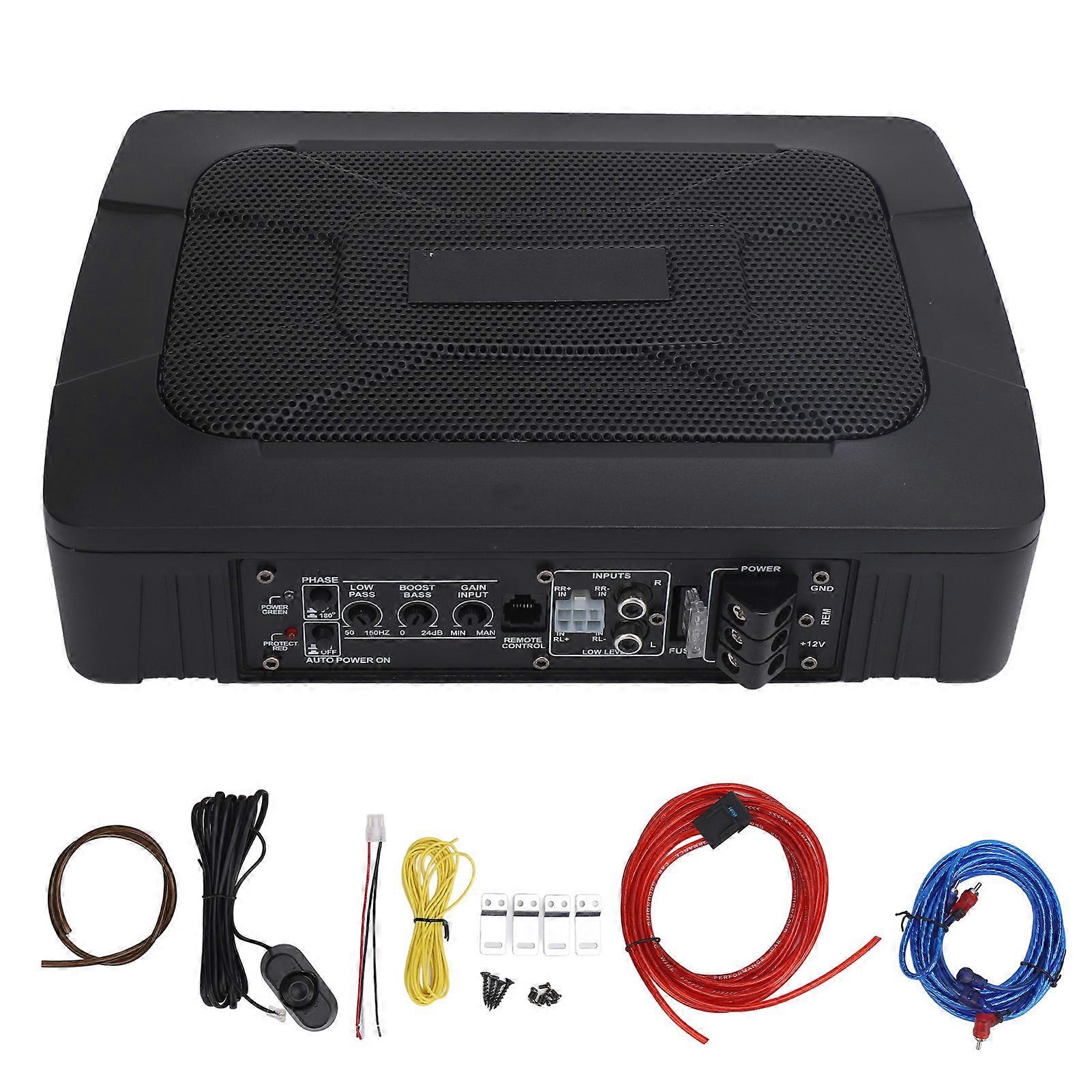 6 X 9in Underseat Powered Built in Amplifier 150W RMS Ultra Thin Slim Active Subwoofer for Car