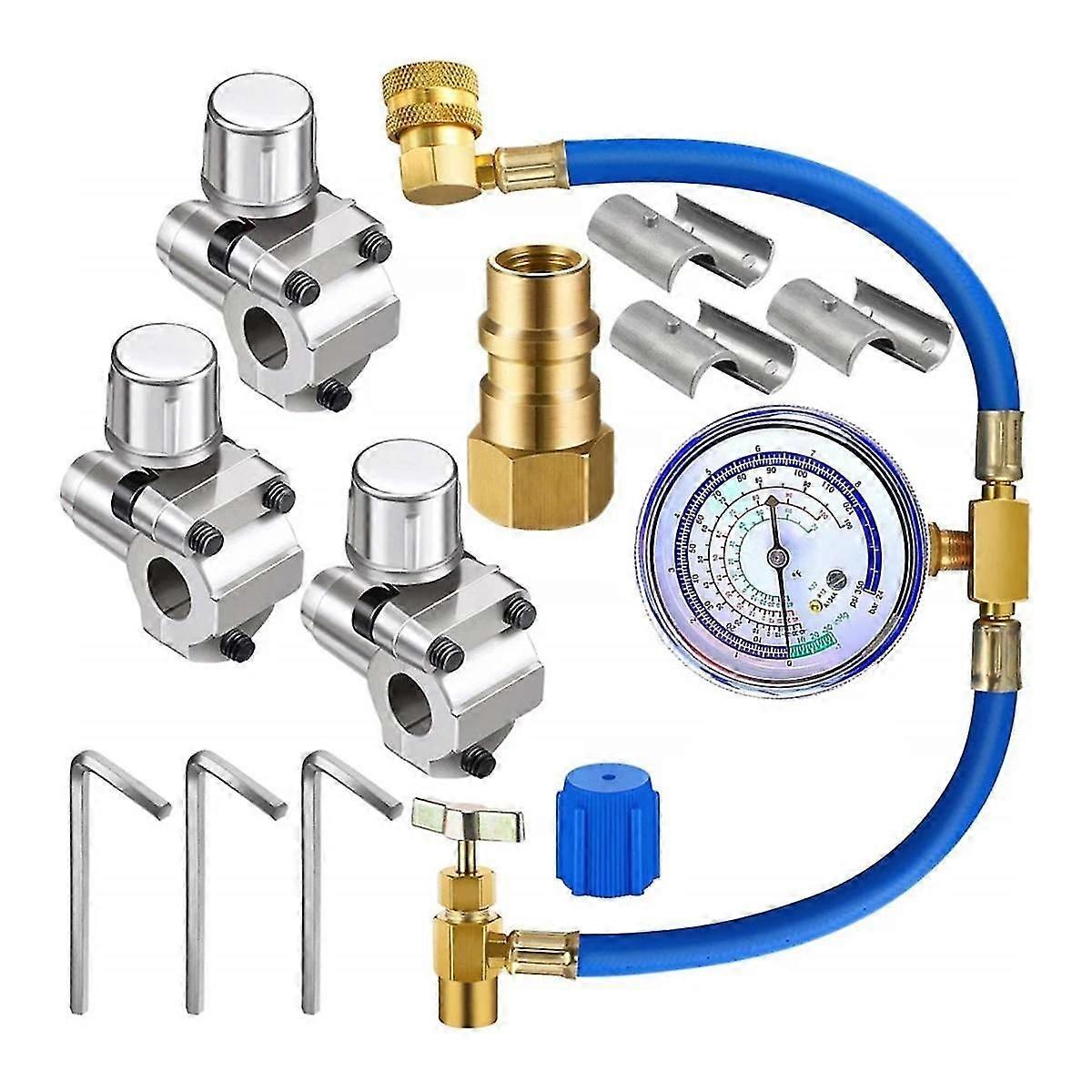 For A/C Refrigerant System Refrigerator Freon Recharge Hose with Gauge Kit R134A R12 R22,With BPV31